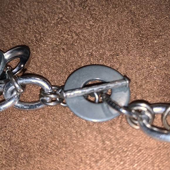 Silver tone circular motion industrial hardware Bracelet - Picture 4 of 4